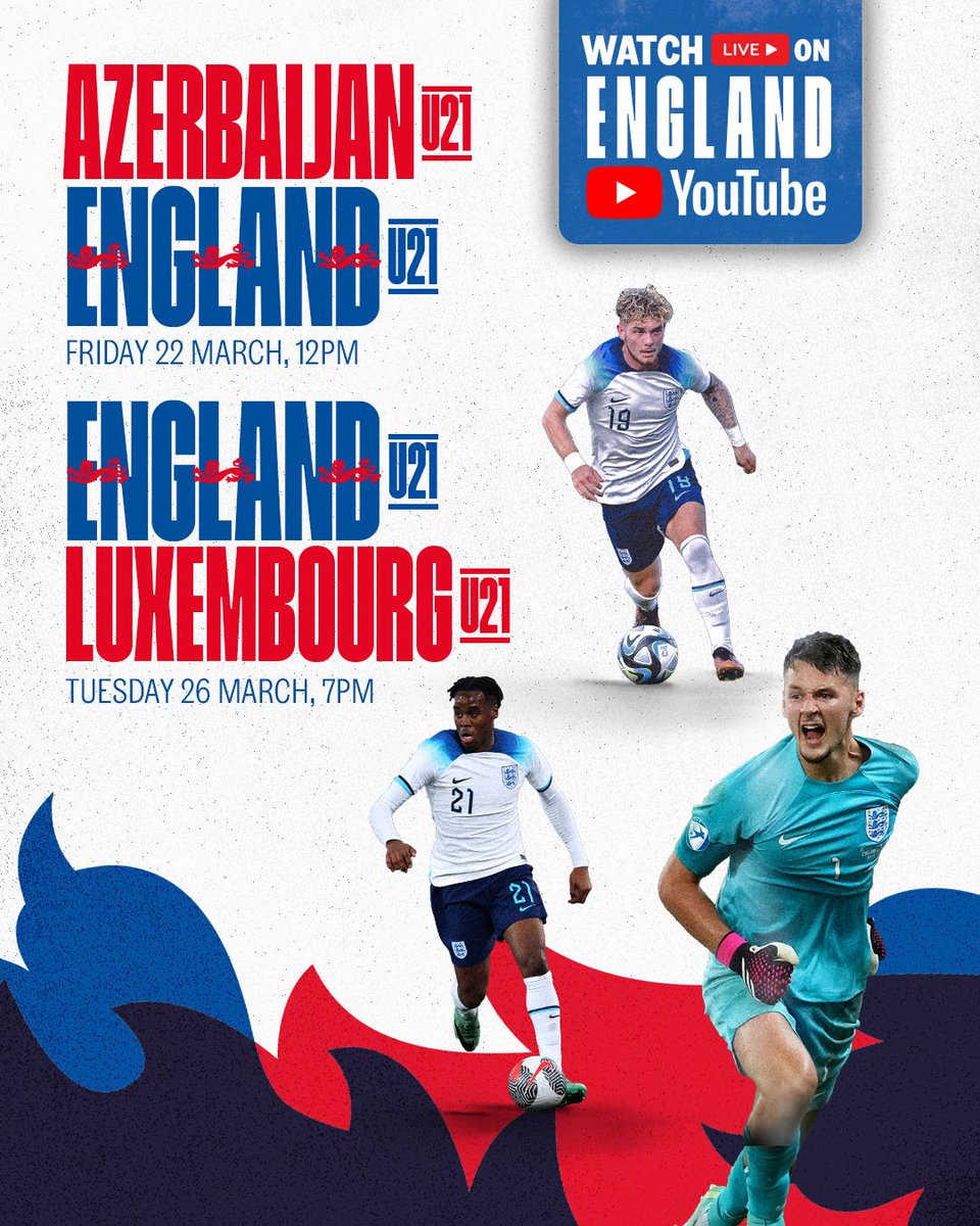 Friday lunch time ☑️ 
Tuesday evening ☑️

You can watch our #YoungLions' two upcoming #U21EURO qualifiers live on our official YouTube channel!