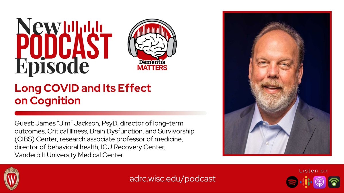 ICYMI: @DrJimJackson joined @NathanielChinMD on #DementiaMatters to discuss what's known about how Long COVID affects cognition in older adults and more. Listen 🎧 go.wisc.edu/v7ehng