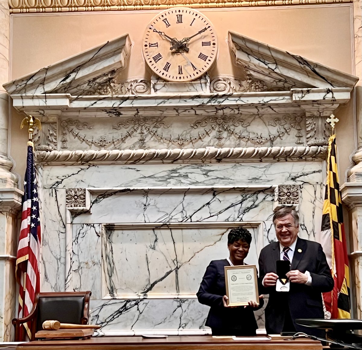 Every year, we present Speaker Society Awards to outstanding individuals serving our State. Today we recognized 3 public servants who've make incredible contributions that benefit every MDer. Thank you @Call_Me_Dutch, @CountyExecBaker & @LukeClippinger for your commitment to MD.