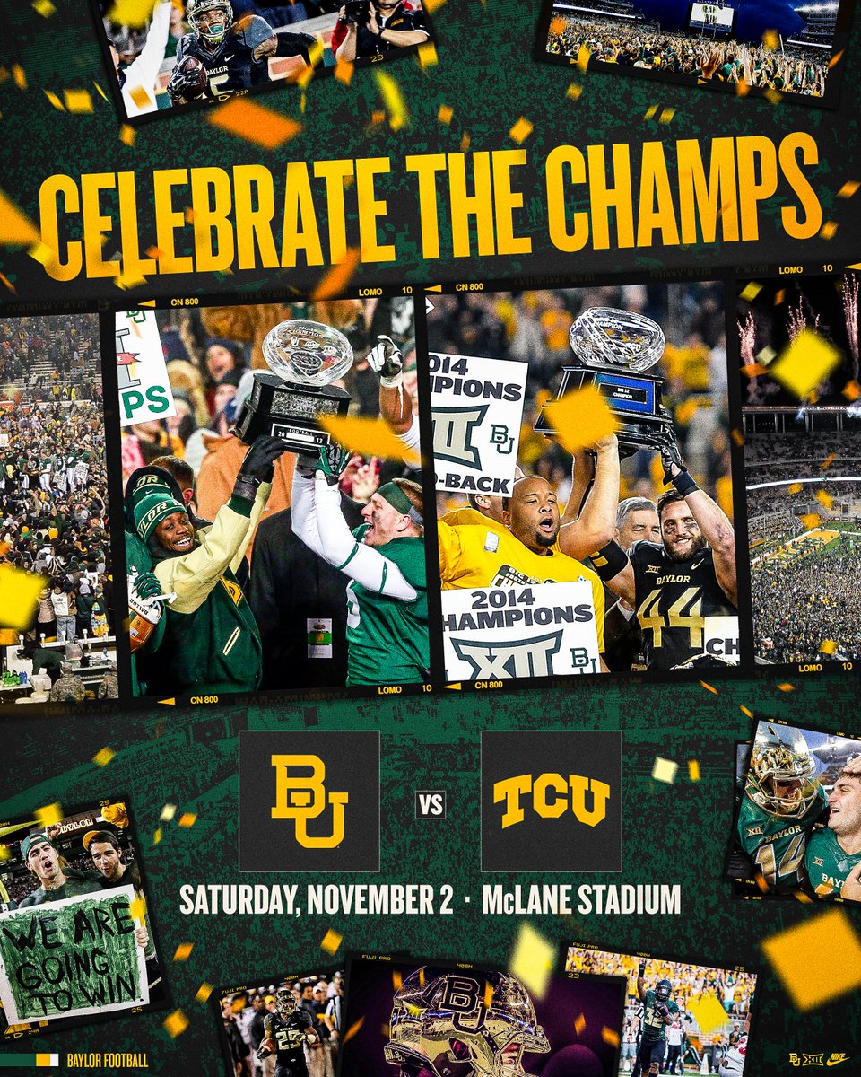 The back-to-back champs are coming home! 🏆🏆

Celebrate with us Nov. 2 as we honor the student-athletes from the 2013 &amp; 2014 Big 12 Championship teams! 🙌

#SicEm