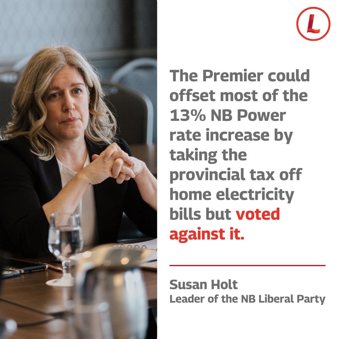 susanholt's tweet image. At a time when New Brunswickers are making hard decisions between paying their bills, putting gas in the tank or buying groceries, they&apos;re being slapped in the face with an NB Power rate surge.