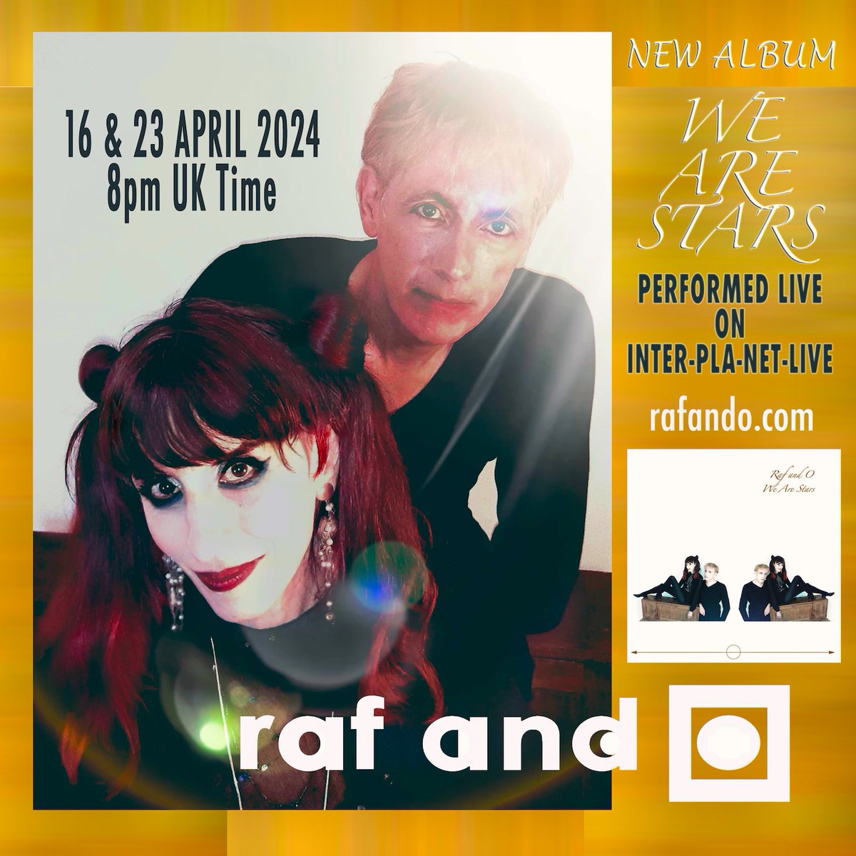Following #RafAndO 's launch @ St Mark’s Regent’s Park, we're performing our new album #WeAreStars Live online in 2 parts Tue 16 & 23 Apr 8pm UK time. If you couldn’t catch the launch, now it’s your chance! 🌟✨ 1st show stageit.com/raf-and-o/1148… 2nd show stageit.com/raf-and-o/1148…