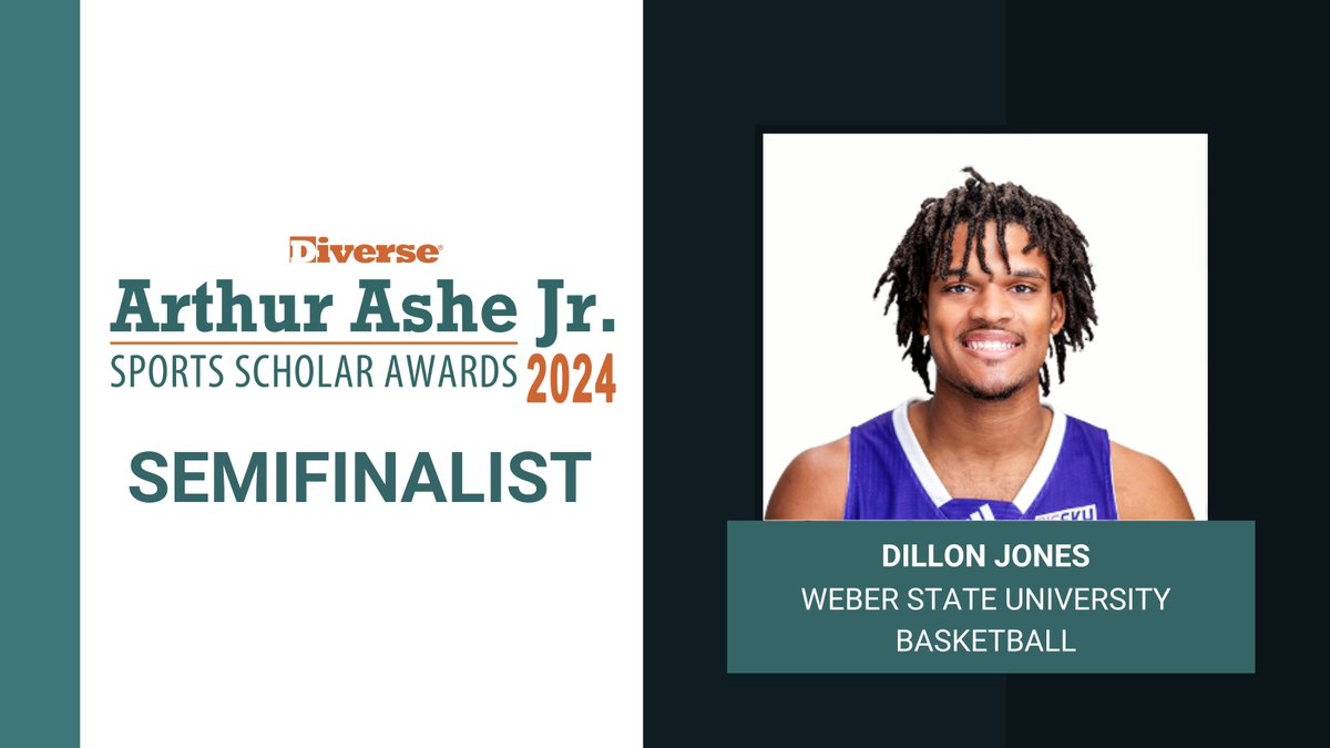 Congrats to Dillon Jones (@drizzydj23) of @WeberStateMBB! He has been named one of the 2024 Arthur Ashe Jr. Sports Scholars semifinalists for Male Athlete of the Year.
