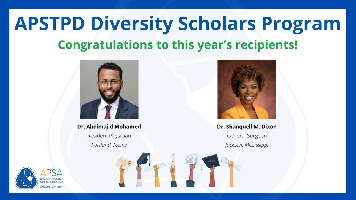 Join us in congratulating this year's Diversity Scholars! This program, created by the Association of Pediatric Surgery Training Program Directors, helps foster future careers in pediatric surgery. Learn more about the @apstpd and their programs here: buff.ly/3THHrCS