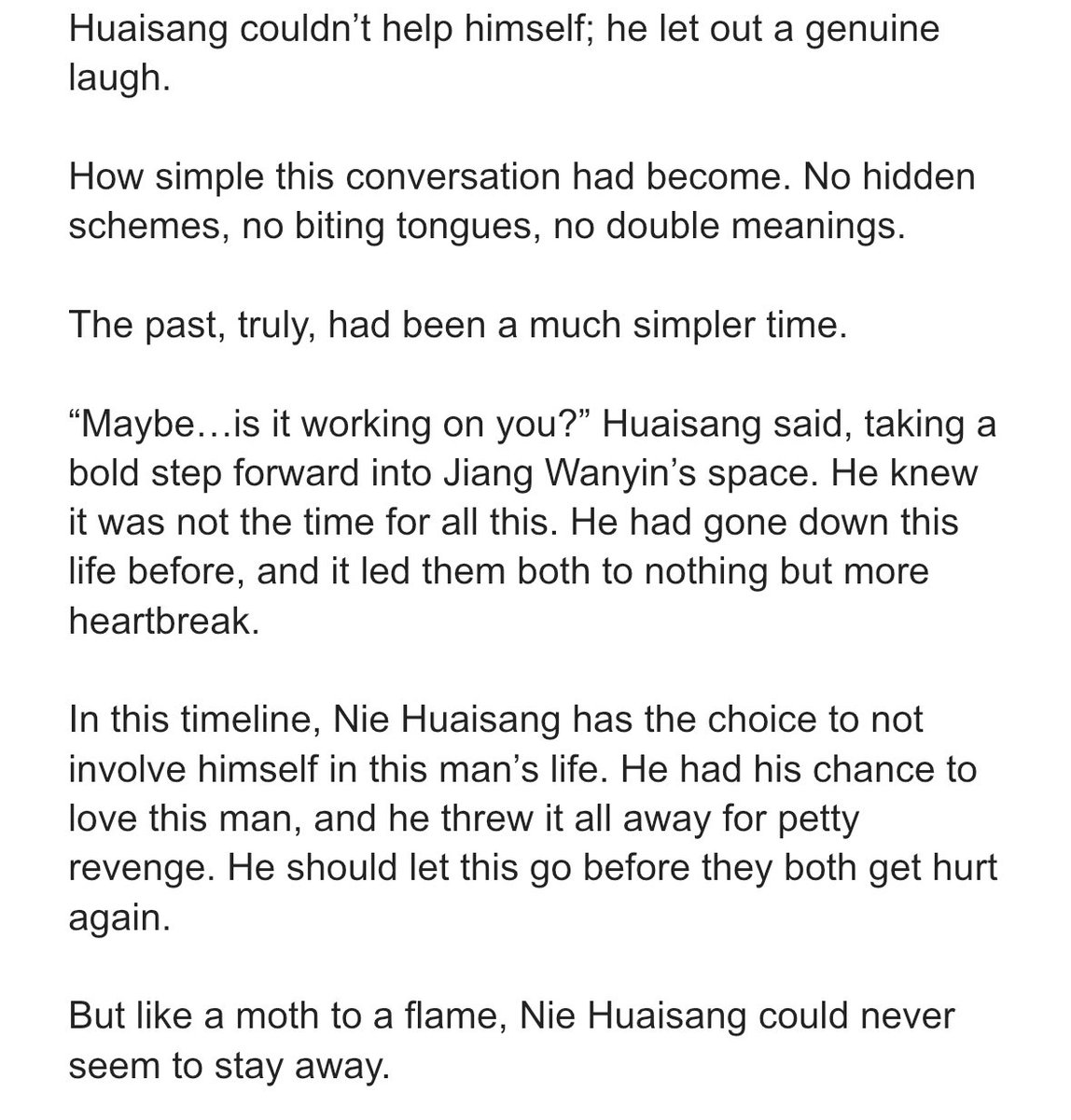 WIP Wednesday — here’s some sangcheng dog food for y’all “if i knew it all then would i do it again” ch. 7 preview (as always, subject to change/edit before officially posting):