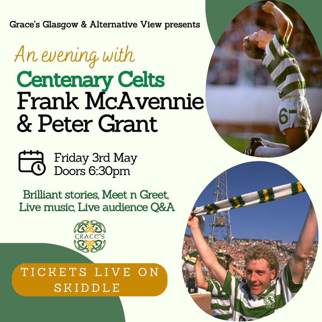 Tickets 🎫 are live now! Get them quick for a great night in Graces with the Centenary Celts @MaccaFrank & Peter Grant ☘️☘️☘️