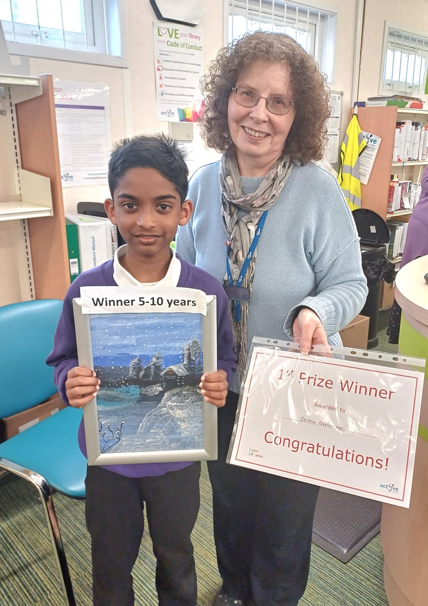 Congratulations to Okitha, who won first place in the @LutonLibraries art competition