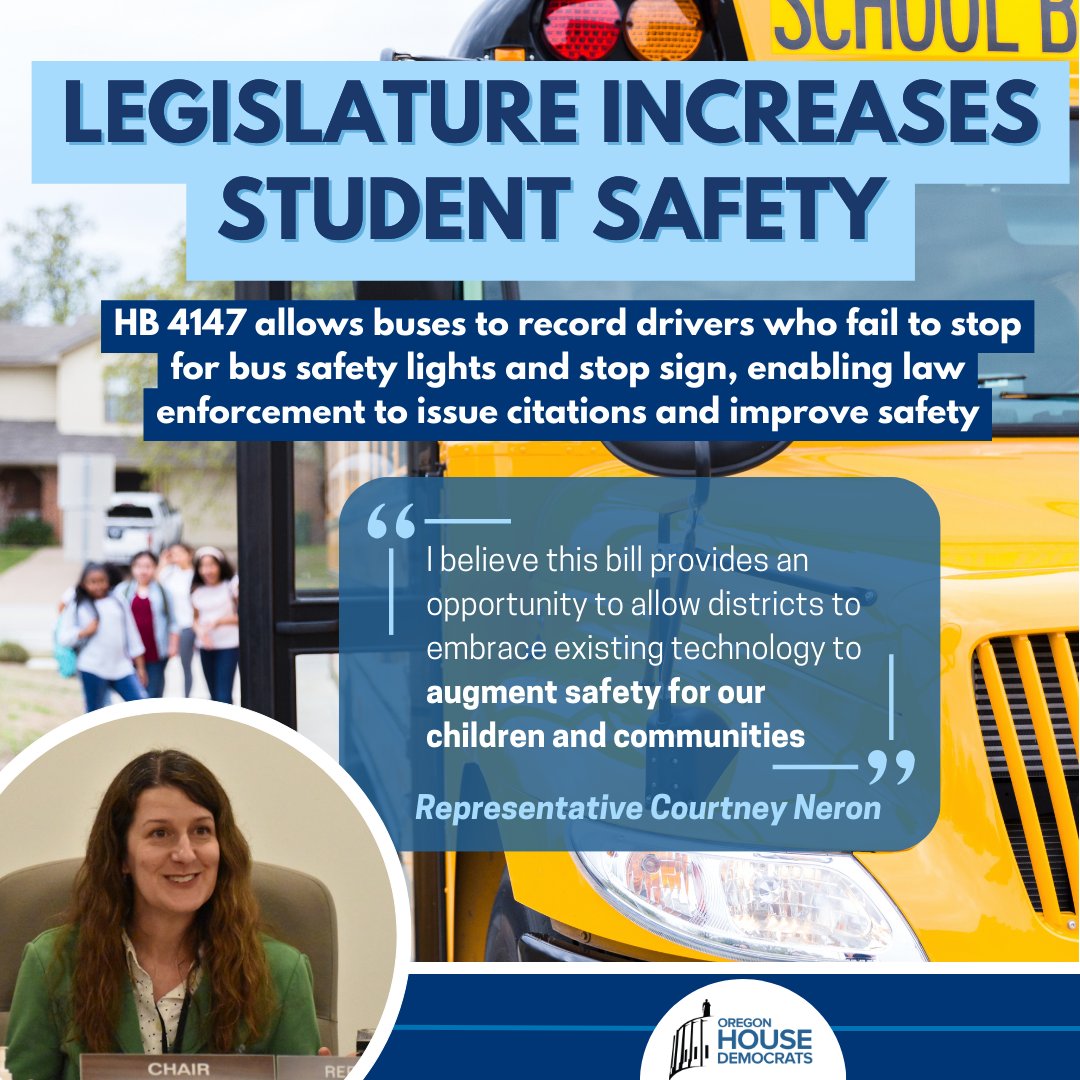 We’re working to ensure students can get to and from school safely. @RepNeronHD26, a parent and educator, championed a bill to increase student safety. #orleg #orpol
