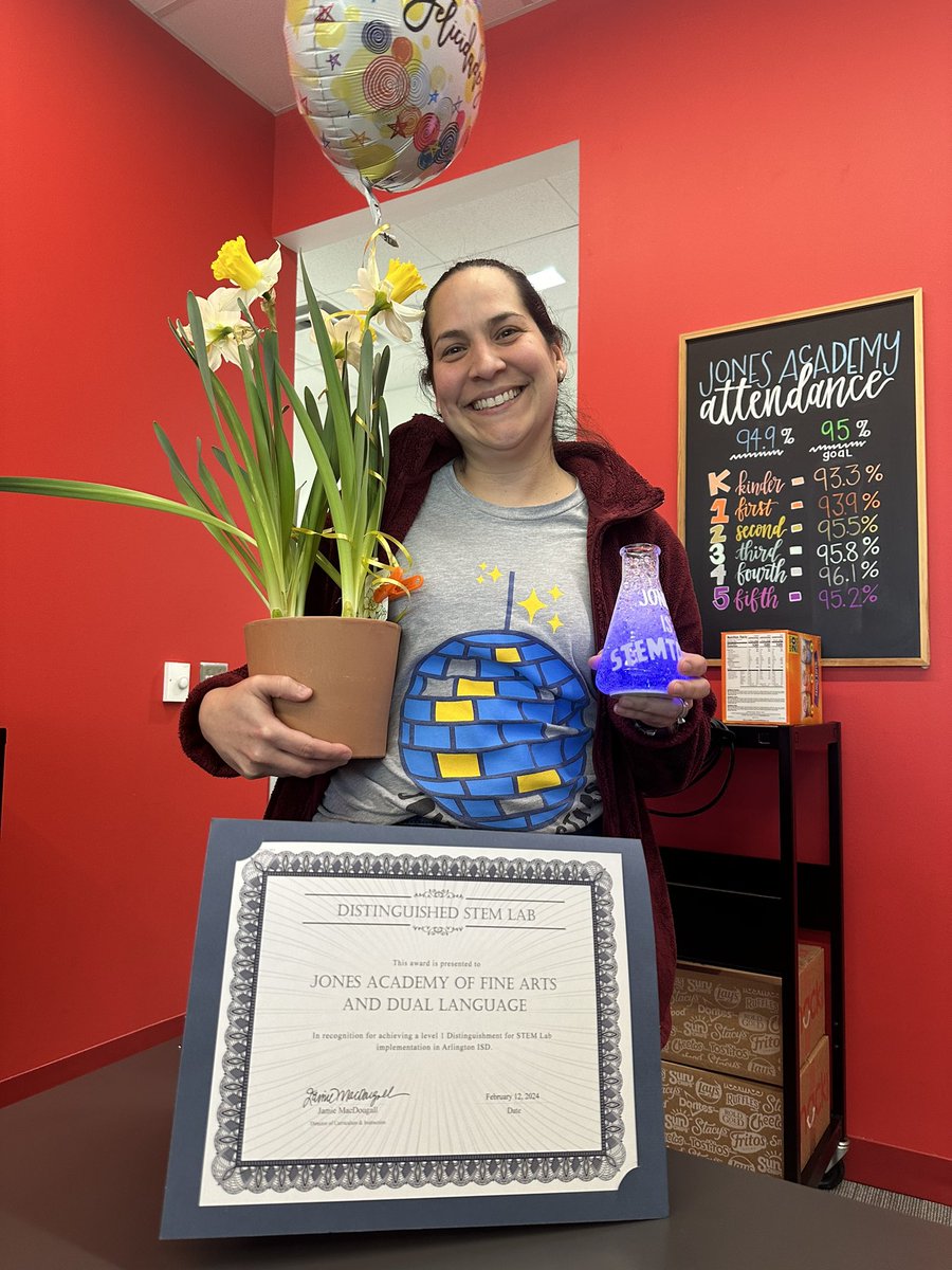 Congratulations to our Steam Lab Manager Maria Ortiz for her work on earning the Distinguished Lab Level 1 distinction!!! Her collaboration with teachers offer our students meaningful, hands-on experiences! 🧪🔭🔬⭐️ #sololomejor #jonespride #teamwork