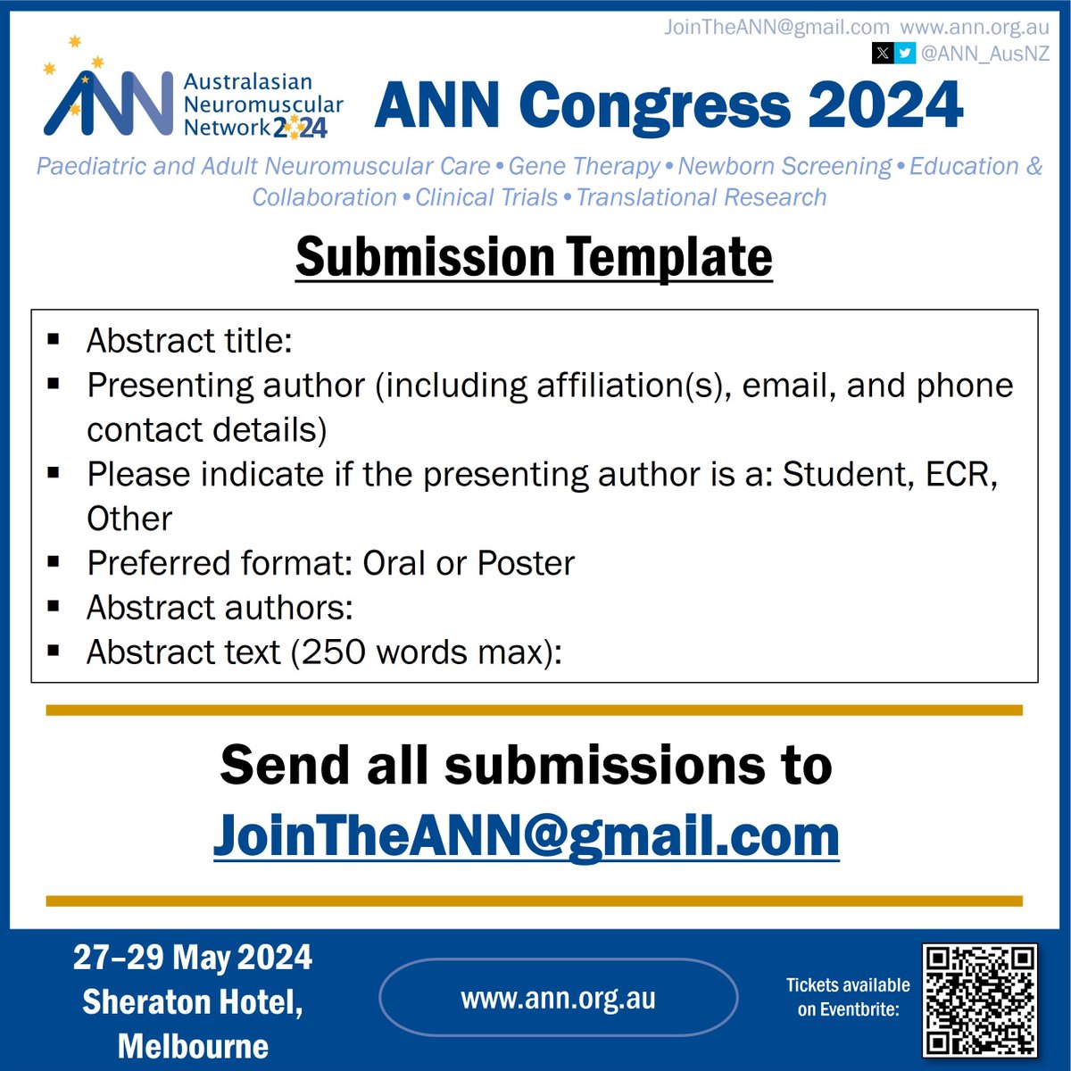 ANNetwork (@ann_ausnz) on Twitter photo 🔟days till the Australasian Neuromuscular Network Abstract deadline! 
Get on it! 
You know you have some wonderful research and knowledge to share.
Everything you need to know below 👇👇👇 🔟days till the Australasian Neuromuscular Network Abstract deadline! 
Get on it! 
You know you have some wonderful research and knowledge to share.
Everything you need to know below 👇👇👇