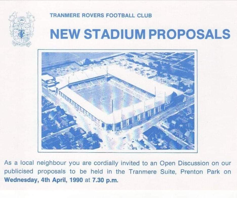 Those of a certain vintage remember this. 22000 all seater stadium at Prenton Park. Made use of the existing footprint by shifting the whole ground towards shafts and the Clipper. PJ went against the idea, and Frank Corfe built Prenton Park as it is now on the cheap.