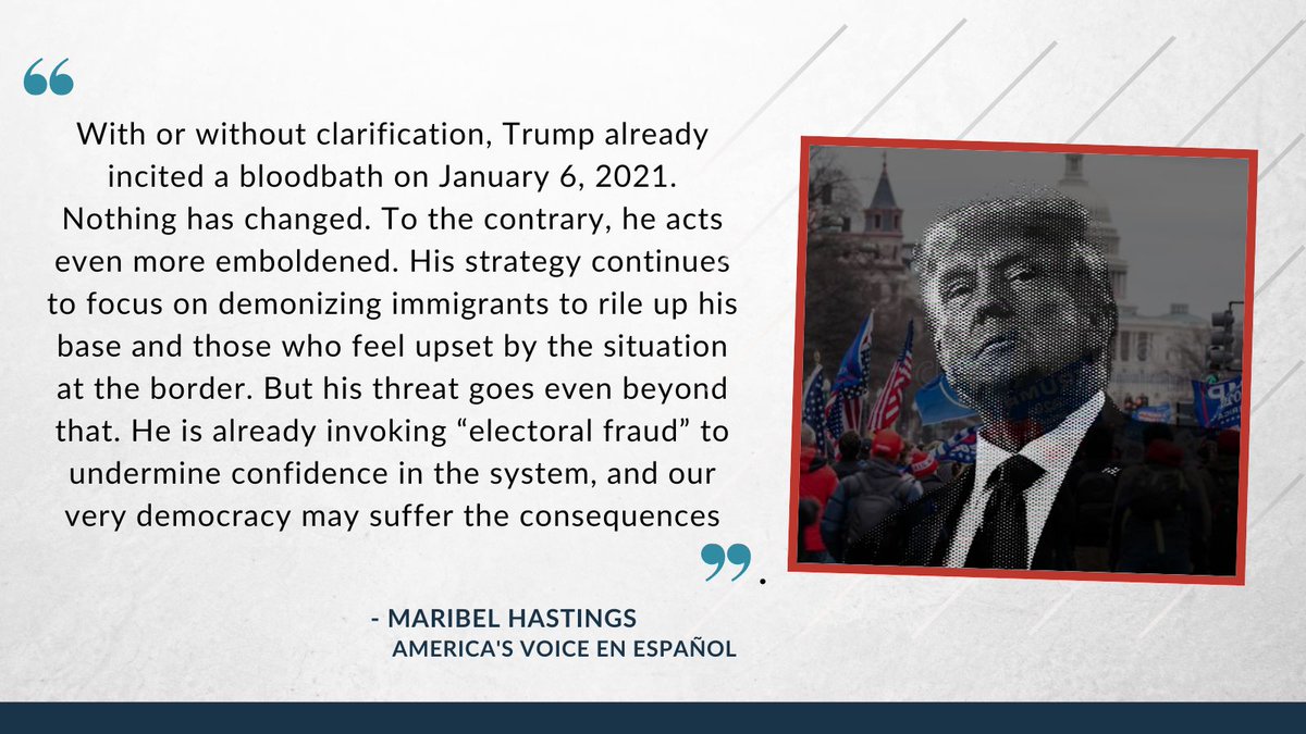 In her weekly column, @maribelhastings writes that even if Trump 'clarifies' his comments about a 'bloodbath,' should he lose the election, nothing erases his record of xenophobic, inflammatory and violent rhetoric. bit.ly/3VqSPEg