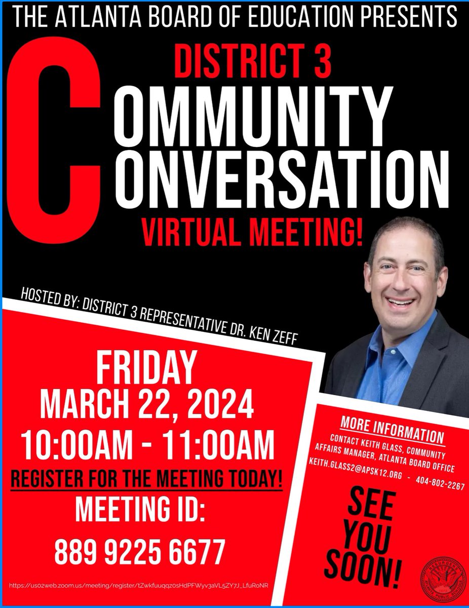 Join your District 3 Representative, Dr. Ken Zeff for a virtual community meeting happen Friday, March 22, 2024, at 10:00am. Register in advance for this meeting: us02web.zoom.us/meeting/regist…