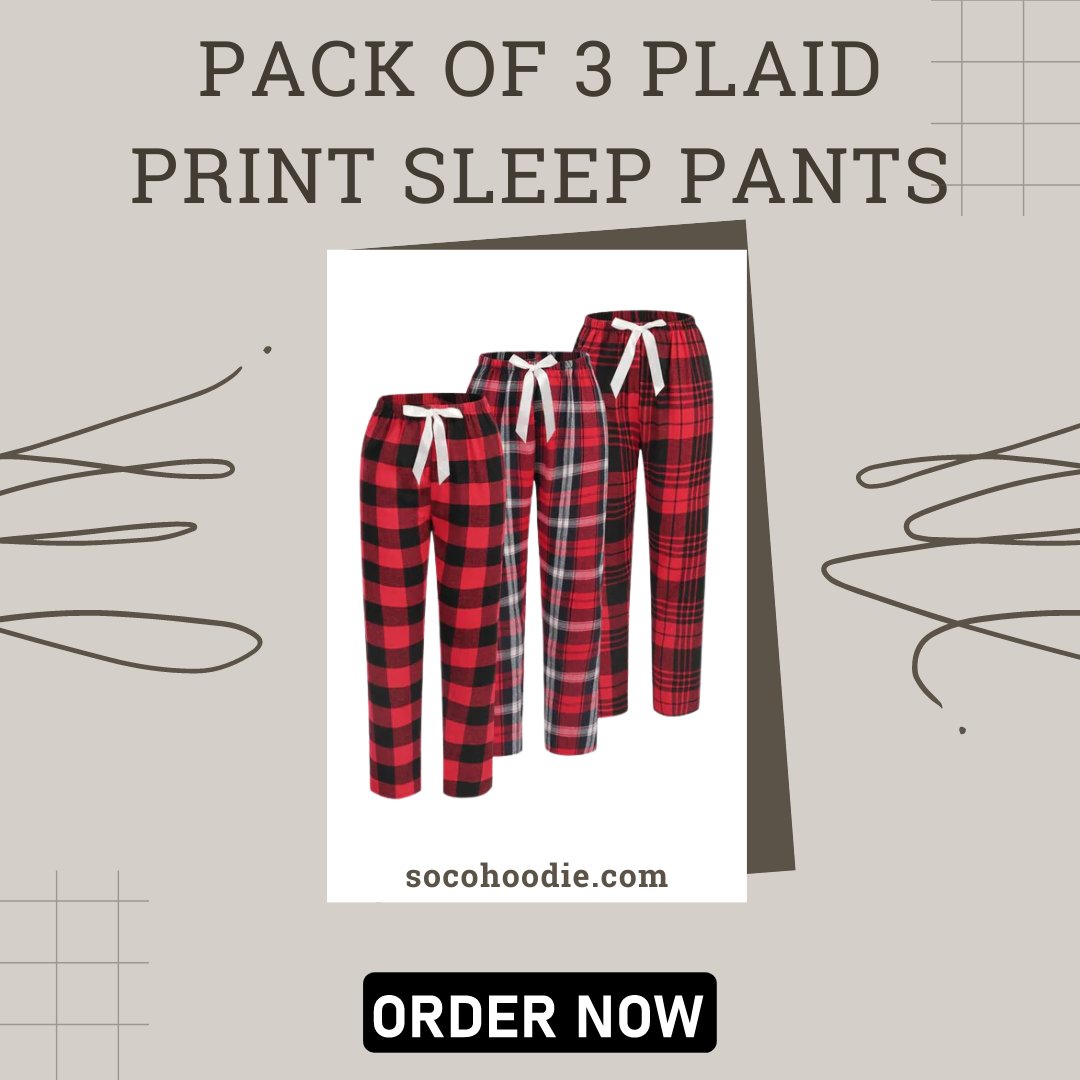 Cozy up in style with our Pack of 3 Plaid Print Sleep Pants! 😴🌙 Whether you're lounging at home or catching some Z's, these pants offer the perfect blend of comfort and fashion. 
Shop Now: socohoodie.com/products/pack-…
#sleepwear #comfypajamas #plaidprint #cozynights