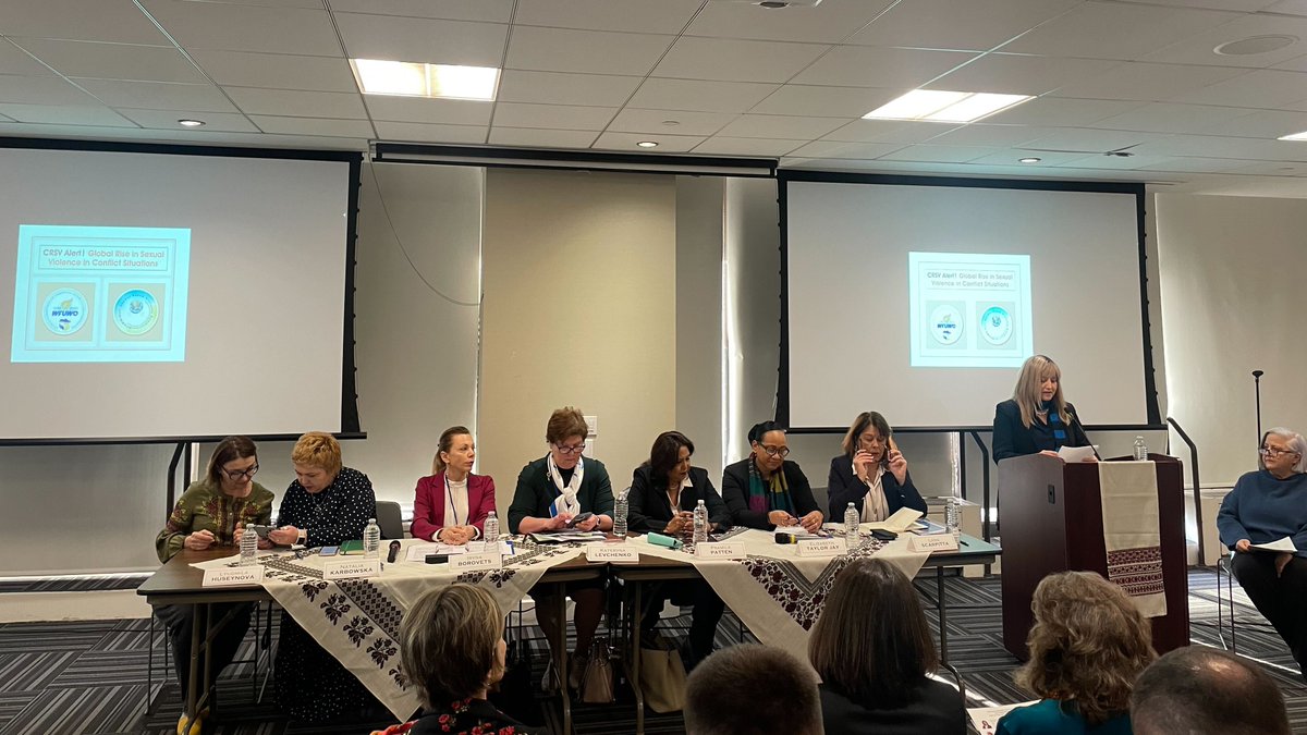 Proud to join forces with @WFUWO & Anti-GBV Commission at #CSW68. Together, we convened global experts on #CRSV to confront its security consequences. Nataliya Karbovska from @UkrainianWF emphasized the need to include survivor voices in #Ukraine's recovery planning & policies.