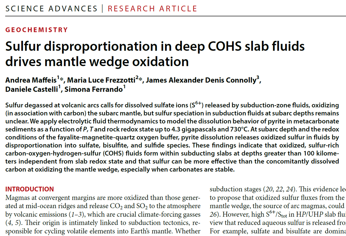 GeoMaffo's tweet photo. Our latest paper reveals, how oxidised sulfur from arc volcanoes could rise from disproportion on dissolution of subducted reduced sulfur (but not only that…)

Check it out!

https://t.co/K9k6D16hGo

#scienceadvancesresearch #geology #petrology #fluidthermodynamics #funstuff https://t.co/39e1wv3M5t