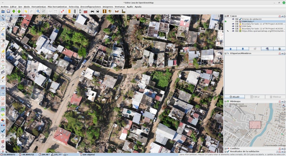 Los últimos días un pequeño ejército de mapeadores de diferentes partes de latinoamérica estuvimos cartografiando los edificios afectados por el paso de #Otis en Ciudad Renacimiento, en el norte de #Acapulco.

Este es un proyecto conjunto entre el #Cenapred, @MapHubLAC y @hotosm.