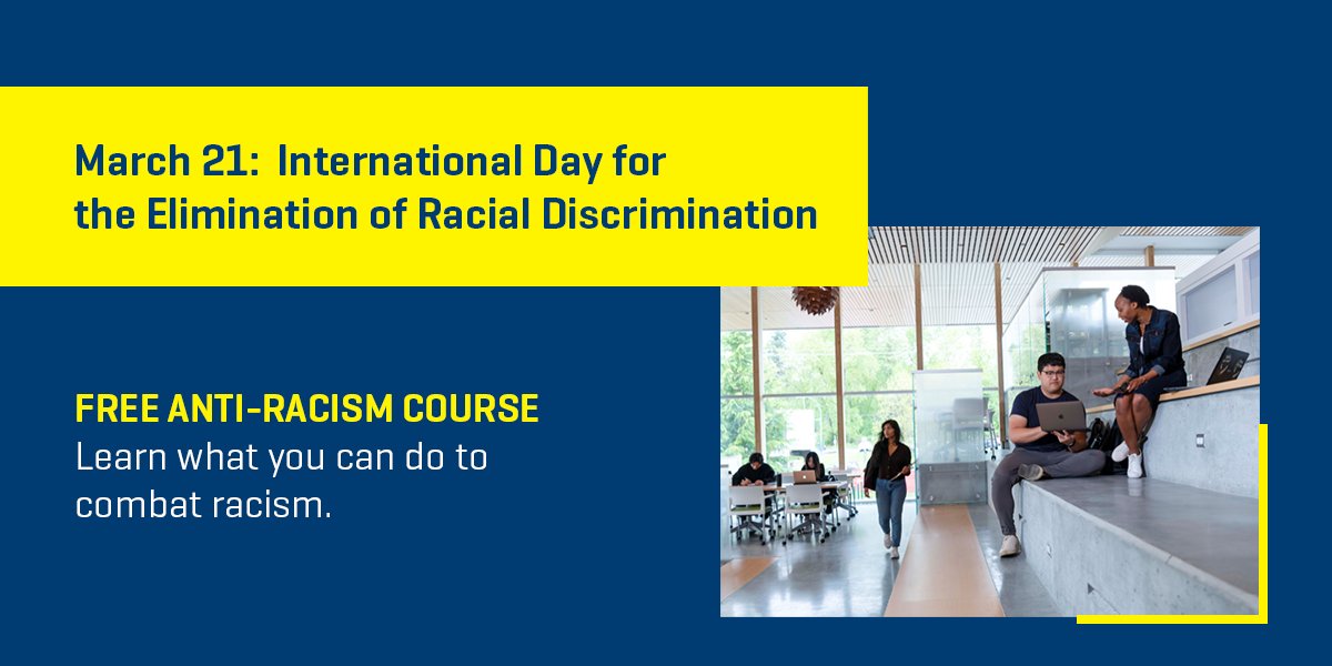In honour of the International Day for the Elimination of Racial Discrimination, we encourage you to complete BCIT's free online Anti-Racism Course to learn what you can do to combat racism: bit.ly/4cqF272