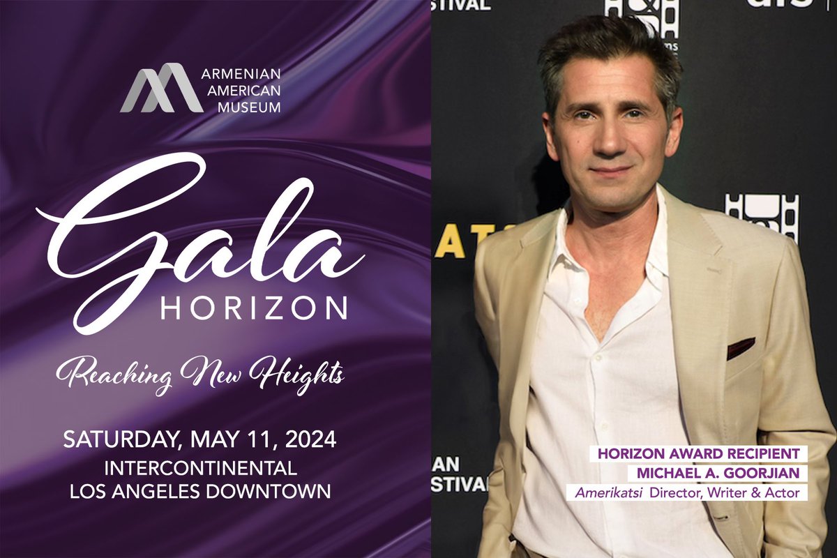 Armenian American Museum (@armenianamuseum) on Twitter photo The Armenian American Museum has announced that Amerikatsi director, writer, and actor <a href="/MichaelGoorjian/">Michael Goorjian</a> will be honored at the Horizon Gala at the InterContinental Los Angeles Downtown on Saturday, May 11, 2024! bit.ly/43tmxuD The Armenian American Museum has announced that Amerikatsi director, writer, and actor <a href="/MichaelGoorjian/">Michael Goorjian</a> will be honored at the Horizon Gala at the InterContinental Los Angeles Downtown on Saturday, May 11, 2024! bit.ly/43tmxuD