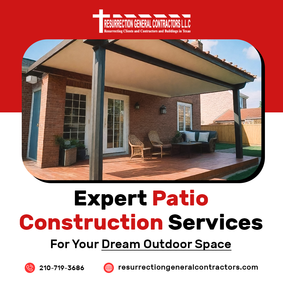 ResurrectionGen's tweet image. Ready to transform your backyard into the ultimate relaxation destination? Look no further than Resurrection General Contractors! Our Patio Construction services are here to make it happen! Call 210-719-3686 now to schedule a consultation.

#PatioConstruction #OutdoorLiving