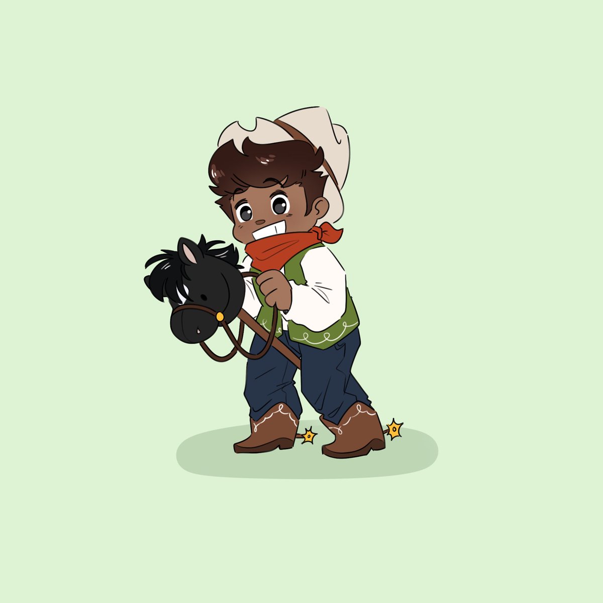 bdoodleo100's tweet photo. [79] Giddy up! 🐴

#bdoubleo100fanart #hermittwt https://t.co/yplTU2PKGe