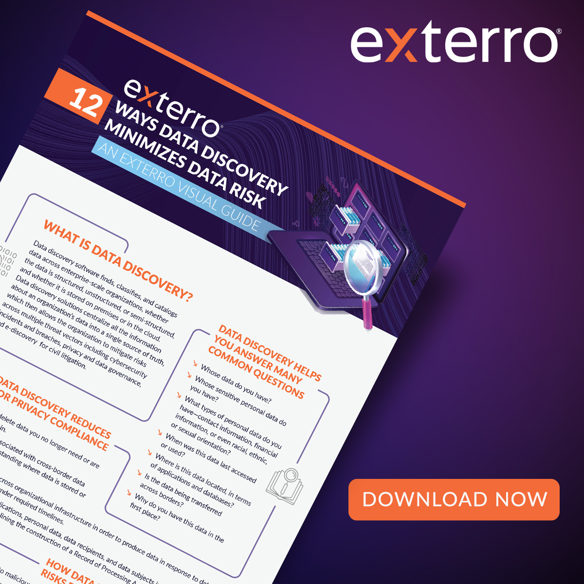 Exterro's tweet image. Need to enhance your #datarisk management strategy?

Check out our latest visual resource to learn:
✔️ Why #datadiscovery is important to modern enterprises
✔️ What questions data discovery software can help your organization answer
✔️ And more!

exterro.com/resources/info…