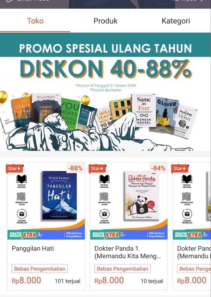 Pt Baca Promo spesial ulang tahun diskon buku sampai 80% ✨️

📌 Harga buku mulai dari 8 ribuan

#Diskonbuku #zonauang #zonajajan

shope.ee/6zwmFCGYTW