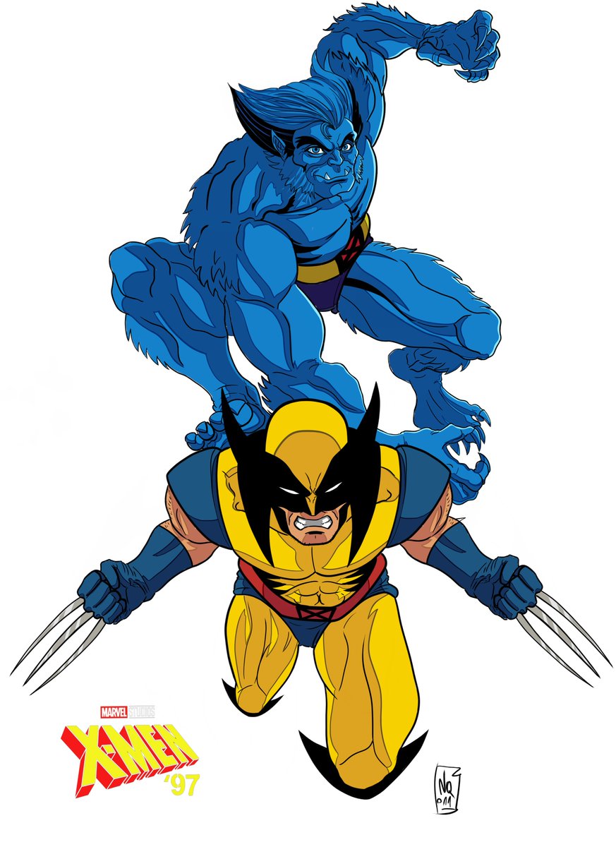 #XMen97 are here!(gotta finish the rest of team)but for now here a my two fave #beast and #Wolverine #xmen #marvel #cartoon #ComicArt #fanart #art #sketch