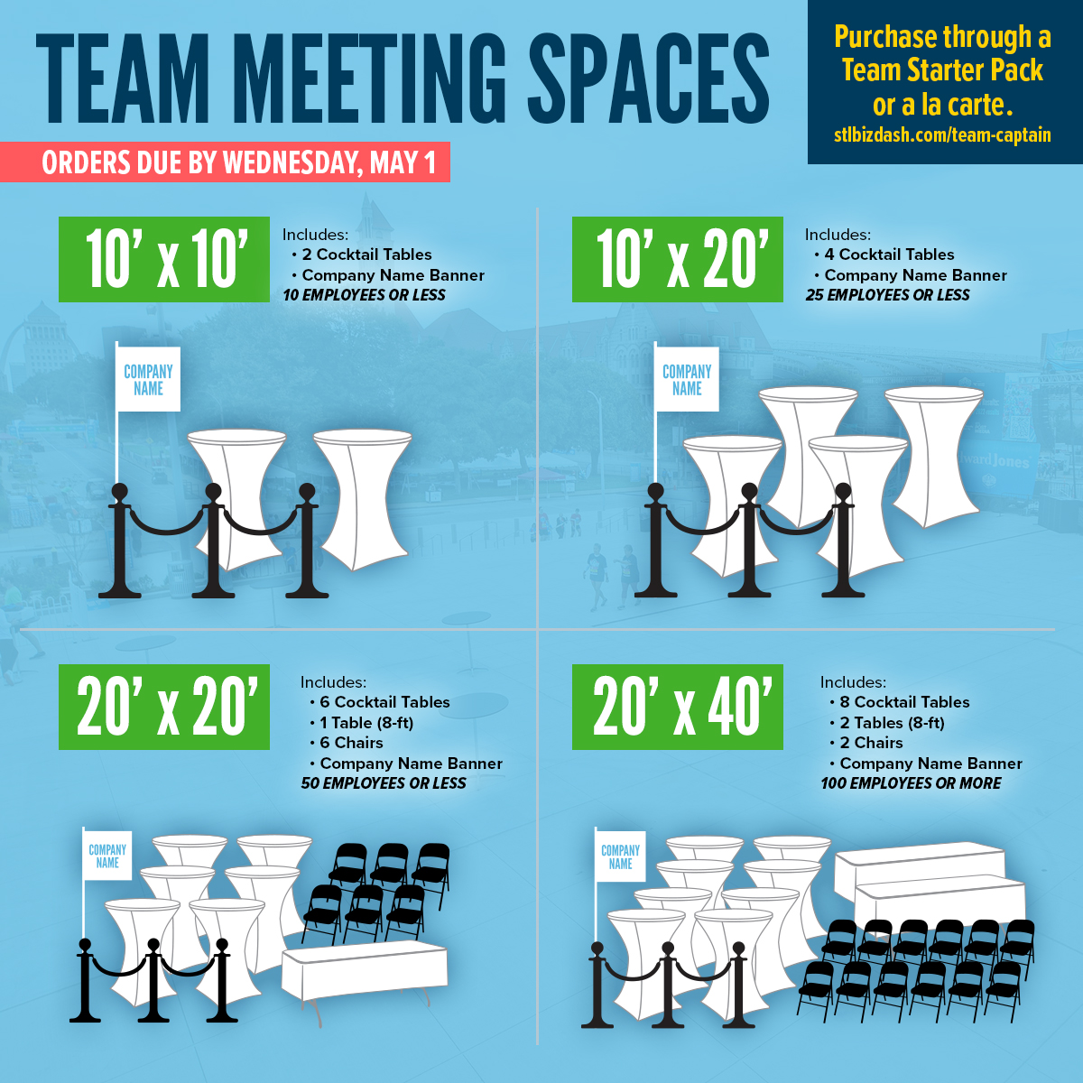 Reserve your team meeting space ASAP! You must have a team meeting space to pre-order any beverages. It's a great way to have a spot in the Spire Team Village! stlbizdash.com/spire-team-vil…