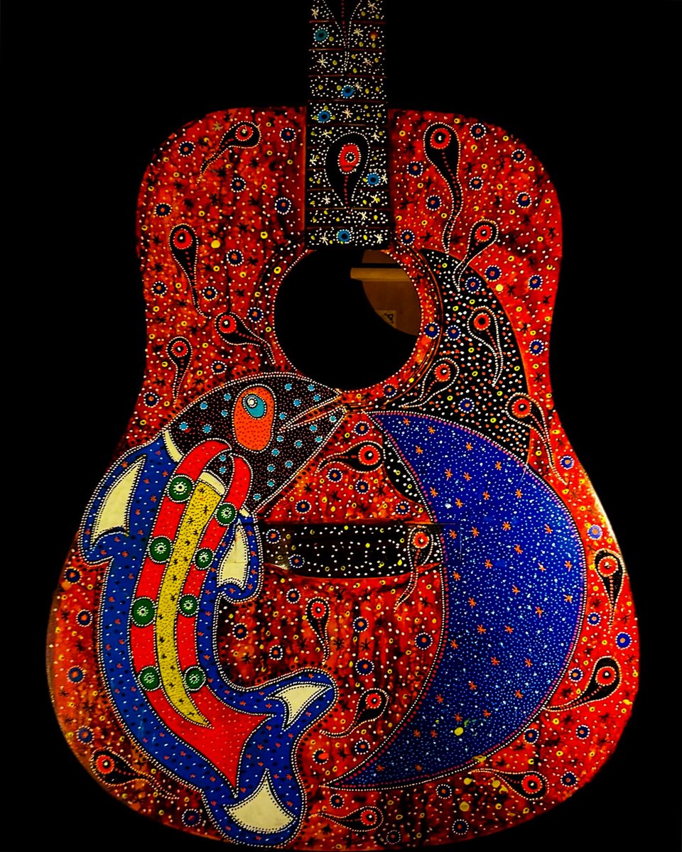 Hand Painted Guitar #guitar #tehohàhake #tomwilsonartwork
 #hamont #kahnawake #indigenousart