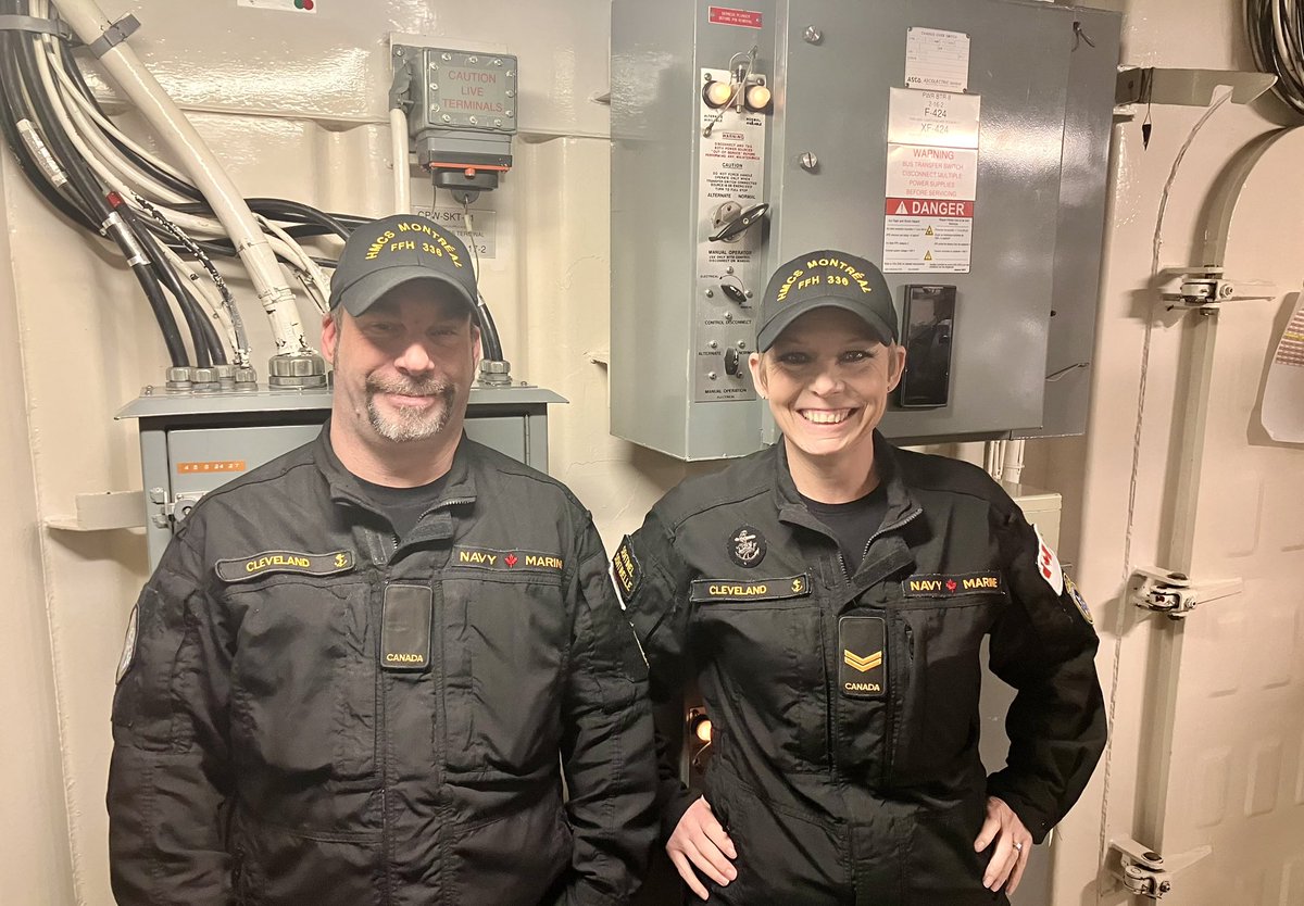 When I visited HMCS MONTREAL this morning, I was fortunate to meet this sister / brother team. Meet S1 Cleveland,NESOP, and S3 Cleveland, SONAR OP. These siblings and the entire MON team are busy getting their ship ready for their upcoming OP HORIZON deployment.