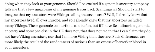 This new 23 & me feature of reporting peoples' matches to ancient individuals (e.g. 9th C vikings) seems ripe for misinterpretation. See 2017 blog post gcbias.org/2017/12/19/162… twitter.com/Boothicus/stat…