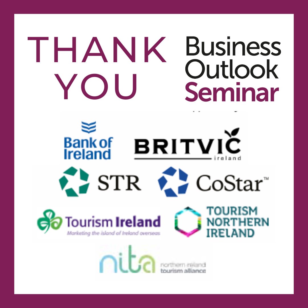 A special #THANKYOU to our #BusinessOutlookSeminar sponsors Bank of Ireland, Britvic, STR, CoStar, Tourism Ireland, Tourism Northern Ireland and NITA. Allowing #NIHF to deliver sell-out events like this, great industry insights, facts and figures and thoughts on 2024.