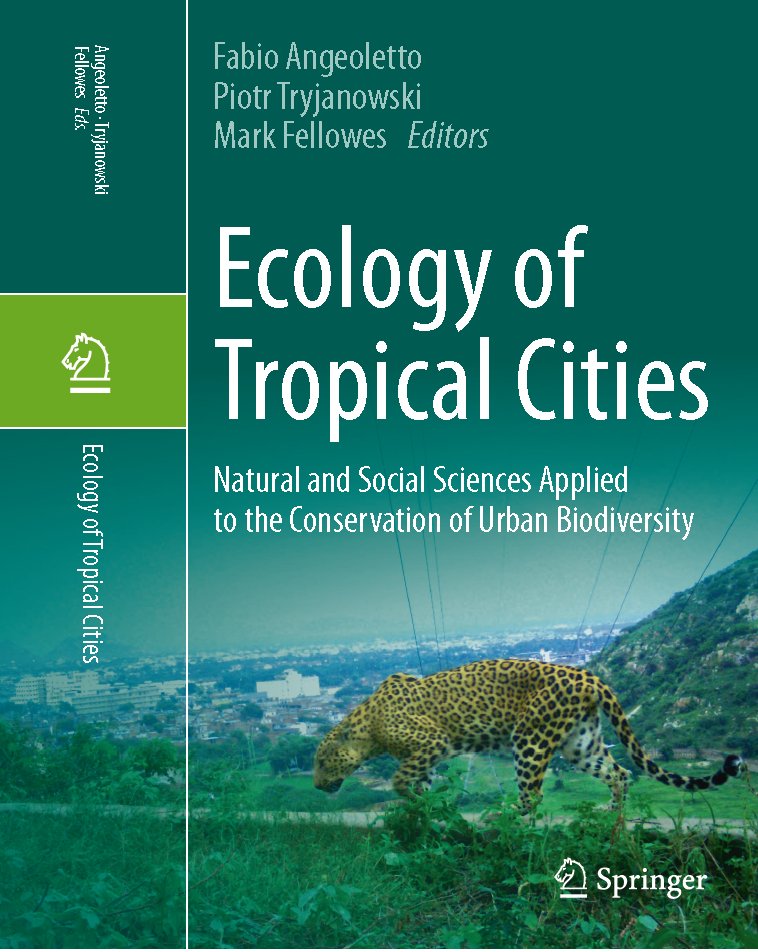 Our book 'Ecology of Tropical Cities-Natural and Social Sciences Applied to the Conservation of Urban Biodiversity' has a cover! In the cover picture, Zara, a female leopard, in Jaipur, India. That picture beautifully illustrates its contents #UrbanEcology #UrbanBiodiversity