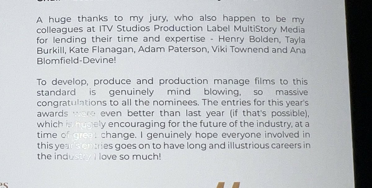 Very privileged to have been on the judging list for the @RTSNW Student Awards. A very full circle moment personally. 

There was an abundance of incredible films on display tonight. The future of Media in the North West in in very, very capable hands.