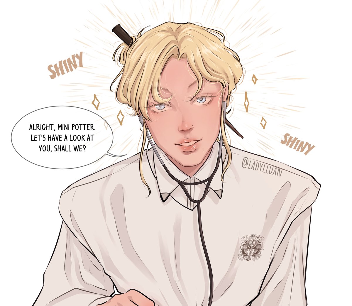 ladylluan's tweet photo. While Baby Jamie undergoes his check-up, he finds himself utterly  captivated by Healer Draco, showing he's truly his dad's son✨
#hpdm #drarry #minicomic https://t.co/0im68rxTAg