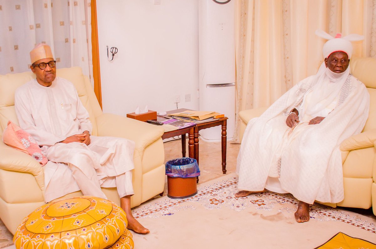 His Excellency Muhammadu Buhari today, received HRH Emir of Daura Alhaji Umar Farouk Umar at his residence in Daura, Katsina State