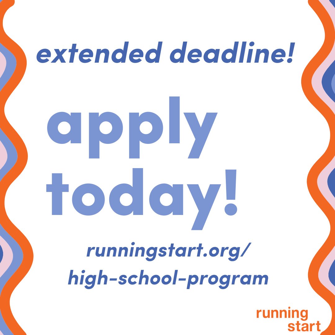 Special announcement! We have extended our application deadline for the High School Program, so if you want to participate in this transformative leadership experience, make sure you apply by 4/5. Apply at runningstart.org/high-school-pr…