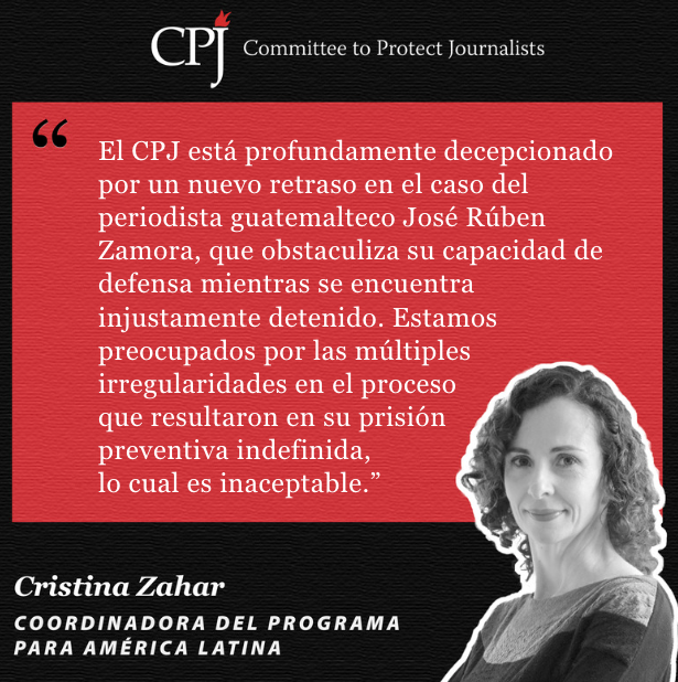 El @pressfreedom está profundamente decepcionado por un nuevo retraso en el caso del periodista guatemalteco José Rúben Zamora, que obstaculiza su capacidad de defensa mientras se encuentra injustamente detenido. Estamos preocupados por las múltiples irregularidades en el…