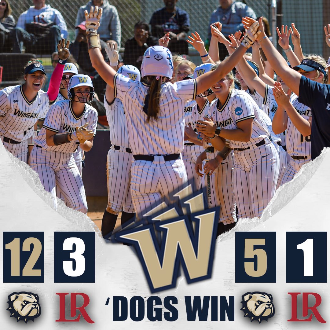 Wingate Bulldogs (@wu_bulldogs) on Twitter photo 🧹 BULLDOGS SWEEP 🧹
#12 <a href="/WingateSoftball/">Wingate Softball</a> outscores #18 Lenoir-Rhyne 17-4 in a top-25 SAC showdown!
Brooks blasted 3 homers in game 1!
Cutcher & Kale combined for 18 strikeouts to pick up the wins! 9 straight dubs for the ‘Dogs!
#OneDog 🧹 BULLDOGS SWEEP 🧹
#12 <a href="/WingateSoftball/">Wingate Softball</a> outscores #18 Lenoir-Rhyne 17-4 in a top-25 SAC showdown!
Brooks blasted 3 homers in game 1!
Cutcher & Kale combined for 18 strikeouts to pick up the wins! 9 straight dubs for the ‘Dogs!
#OneDog
