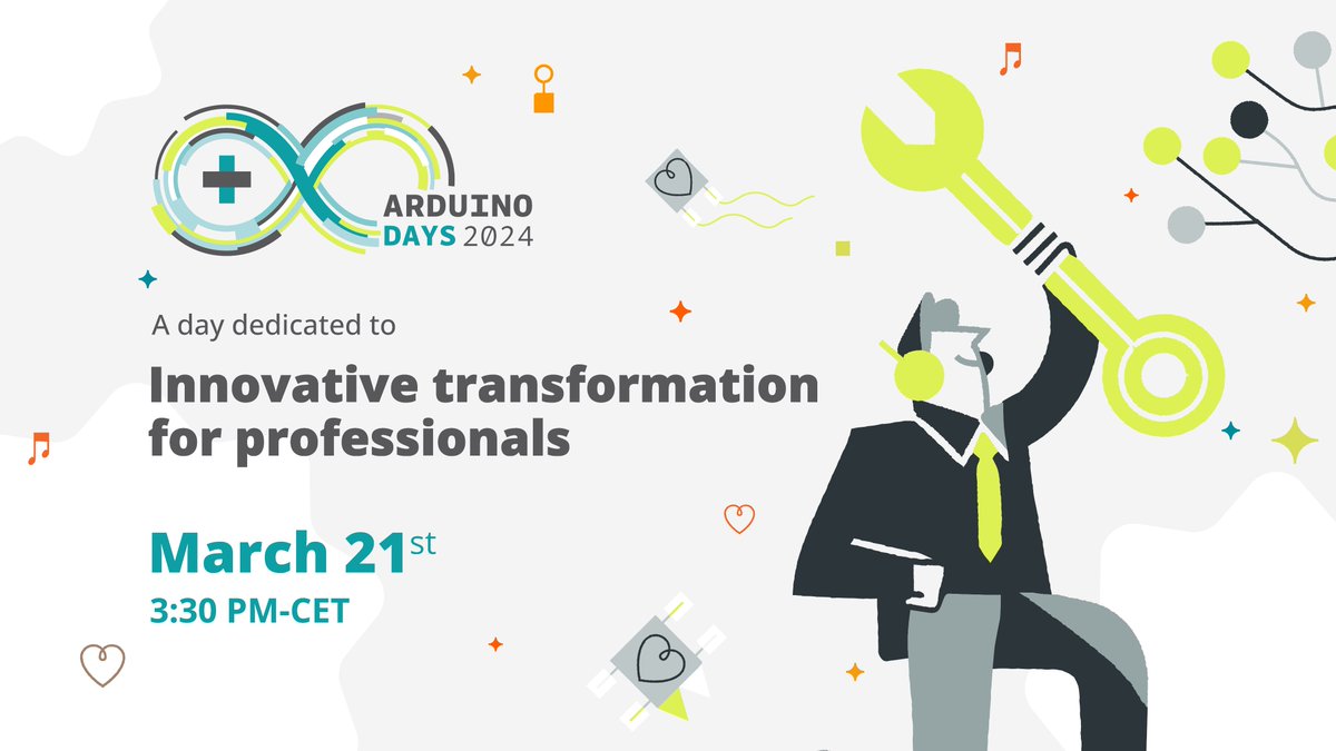 arduino's tweet image. #ArduinoDays2024 starts TOMORROW! 
Tune in to hear from a variety of pros who are leveraging the open-source ecosystem to innovate their industry with flexible, reliable, out-of-the-box solutions: blog.arduino.cc/2024/03/19/ard…