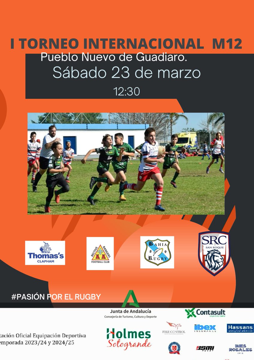 San Roque Rugby Club (@sroquerugbyclub) on Twitter photo I Torneo Internacional San Roque de M12, con la participación de nuestros amigos de Club de Rugby Bahia89 , <a href="/Thomasclapham/">Thomas Clapham</a>, <a href="/BectiveRangers/">Bective Rangers FC</a>
Evento patrocinado por <a href="/holmesotogrande/">Holmes Sotogrande</a> , empresa perteneciente a la Red de Ganadores de la Consejeria de Deporte de Junta de Andalucía I Torneo Internacional San Roque de M12, con la participación de nuestros amigos de Club de Rugby Bahia89 , <a href="/Thomasclapham/">Thomas Clapham</a>, <a href="/BectiveRangers/">Bective Rangers FC</a>
Evento patrocinado por <a href="/holmesotogrande/">Holmes Sotogrande</a> , empresa perteneciente a la Red de Ganadores de la Consejeria de Deporte de Junta de Andalucía