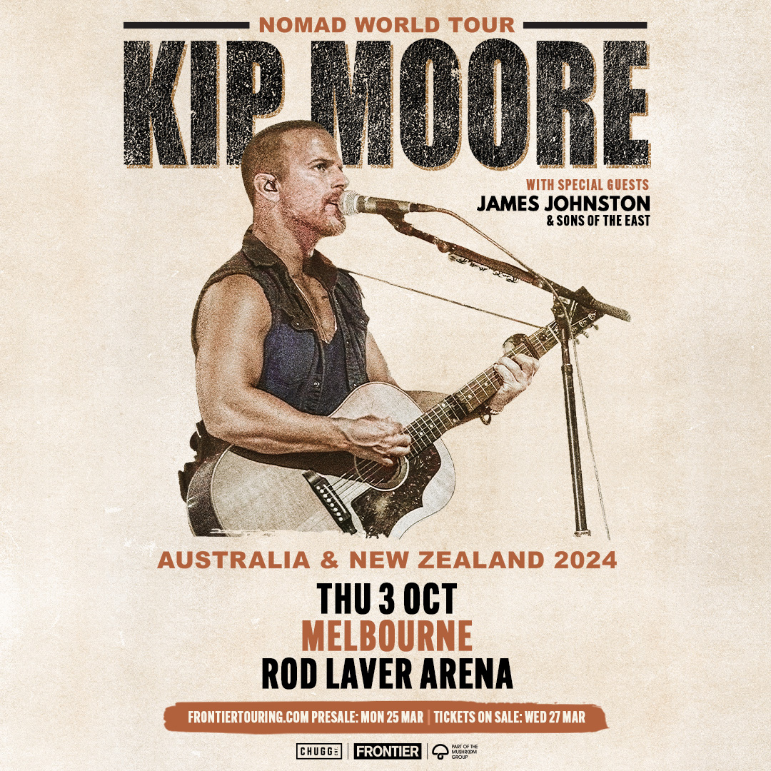 🎶 𝗝𝗨𝗦𝗧 𝗜𝗡 🎶 Multi-platinum singer-songwriter @KipMooreMusic brings his Nomad World Tour to Melbourne this October. 🎟 Tickets on sale 4pm Wednesday 27 March: bit.ly/RLA-KIPMOORE24