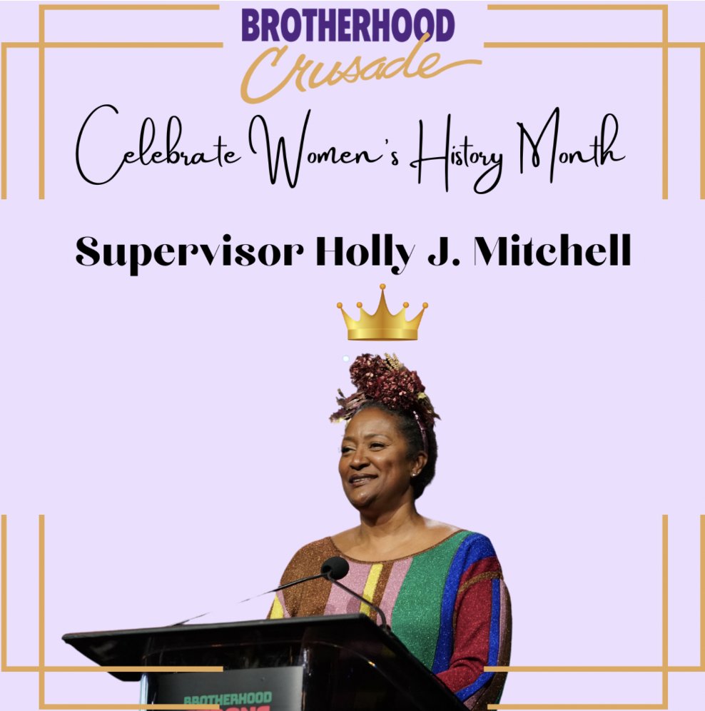 We are excited to recognize the amazing Supervisor Holly J. Mitchell (@HollyJMitchell) for her exceptional work with the #BrotherhoodCrusade. Supervisor Mitchell has been a true inspiration to #youth everywhere, always advocating on their behalf and empowering them to be leaders.