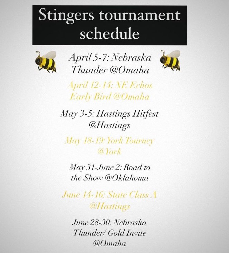 Schedule is out!! This summer is going to be a fun one!!💛🖤💛