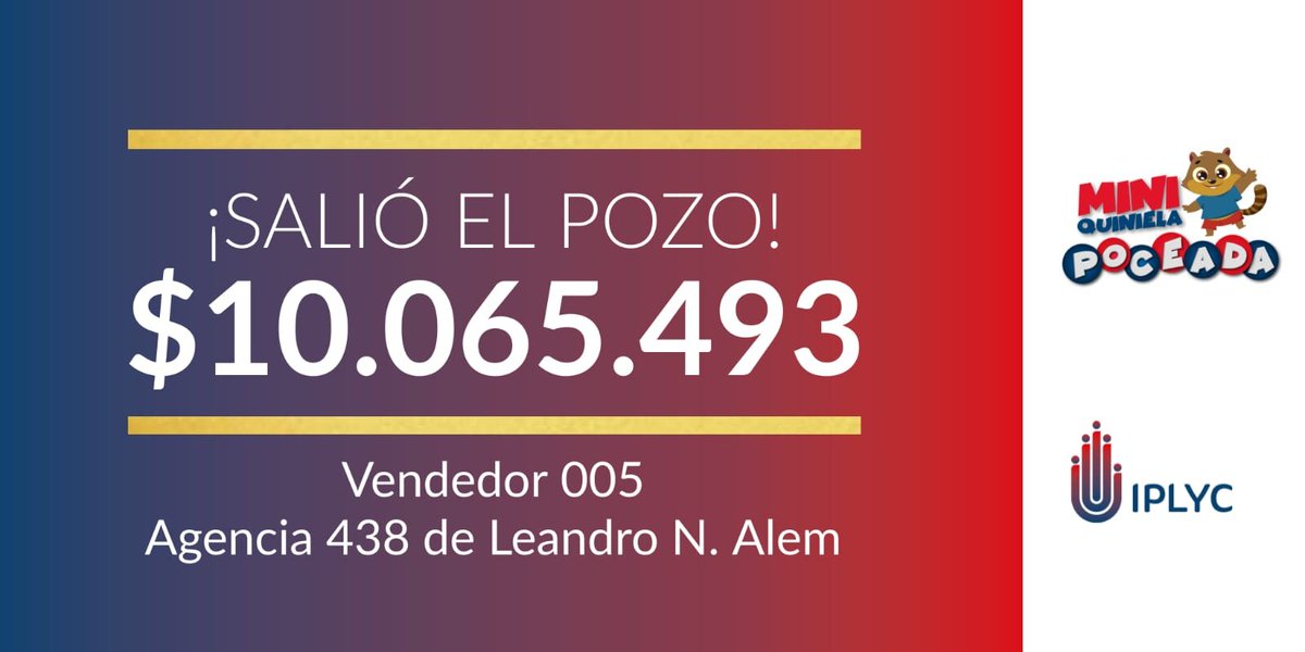 misionesptodos's tweet photo. Es de Alem y se llevó más de diez millones con la Mini Poceada
https://t.co/DNEPOQvpGs
#Iplyc #MiniPoceada #Misiones @iplyc https://t.co/WyHae8WBoc