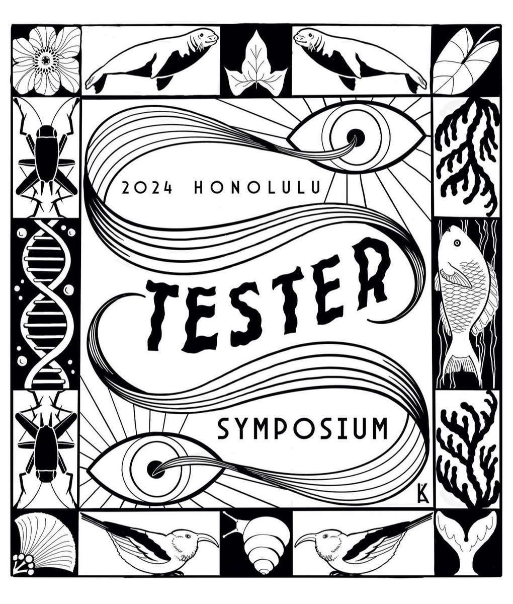 Designed by the skilled tattoo artist Kai Smart, this year's logo beautifully captures the theme of ‘Two Eyed Seeing’. When we integrate Western science and traditional ecological knowledge, our vision becomes clear. You can see more of Kaiʻs work on IG <a href="/ladymisskai/">ladymisskai</a>.