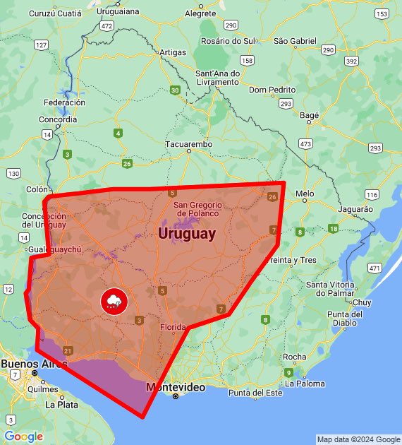 AleRepettoUy's tweet photo. 🔴 ATENCIÓN: ALERTA ROJA

DETALLE ; 
Principales localidades : 

En nuestro departamento de Canelones : Aguas Corrientes,  Cerrillos y Santa Lucía ! 👇 https://t.co/oiC8R87dXC