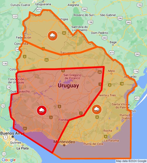 AleRepettoUy's tweet photo. 🔴 ATENCIÓN: ALERTA ROJA

DETALLE ; 
Principales localidades : 

En nuestro departamento de Canelones : Aguas Corrientes,  Cerrillos y Santa Lucía ! 👇 https://t.co/oiC8R87dXC