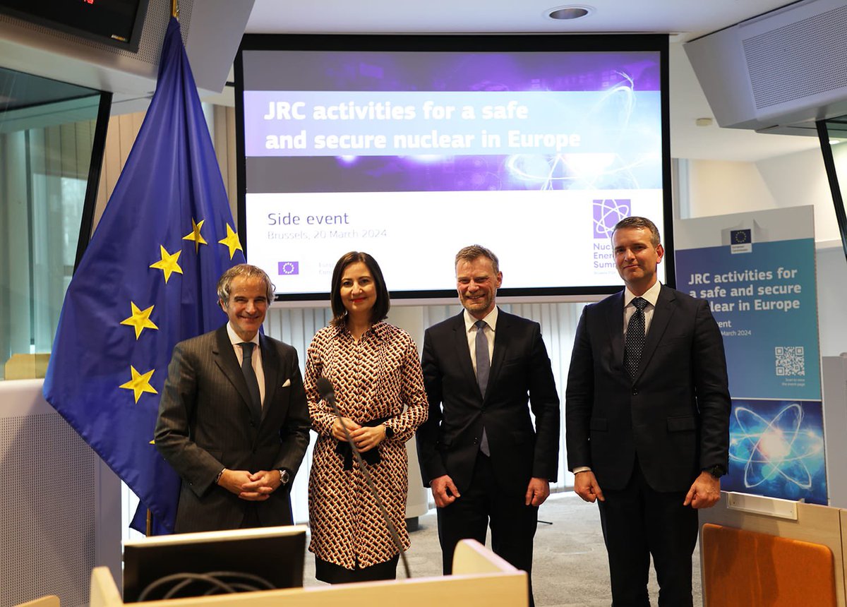 The JRC has been a pillar of support for #nuclear safety & security in the EU for 60+ years As interest in #NuclearEnergy surges, it was great to welcome @Ili_Ivanova, @rafaelmgrossi and @attila_steiner to today’s JRC side event to the Nuclear Energy Summit in Brussels